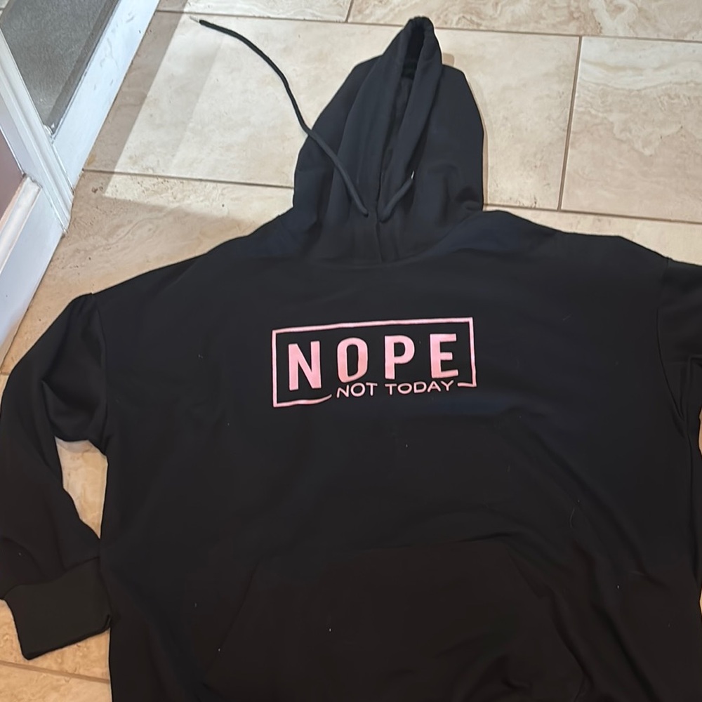 Black Hoodie with Pink 'NOPE NOT TODAY' Print